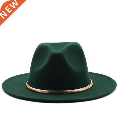 Black/green Wide Brim Simple Church Derby Top Hat Panama Sol