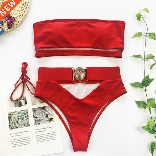 High Waist Bikini 2020 Swimwear Women Brazilian Off Shoulder