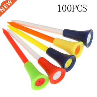 100 Pcs/Pack Plastic Golf Tees Multi Color 8.3CM Durable Rub
