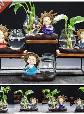 Glass Vase Lovely Monk Transparent Plant Terrarium Glass