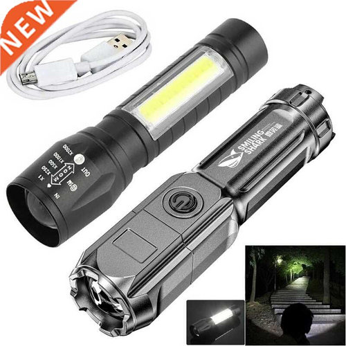 USB Rechargeable Flashlight Strong Light Zoom Highlight Tact