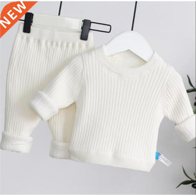Solid Color Kids Clothes Set 2pcs/Set Infant Clothing Thicke