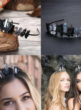 Handmade Boque Retro Black Luxury Bridal Crystal Tias Cr