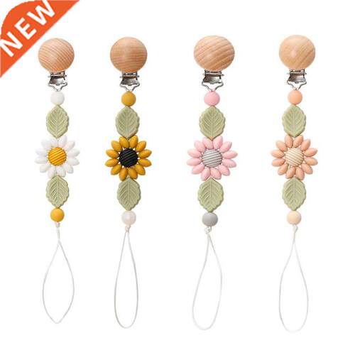 1 Pcs Baby Pacifier Clips Flowers Shape BPA Free Silicone Te