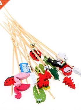 50/100pc12cm Heart Flower Bamboo Pick Buffet Cupcake Fruit F