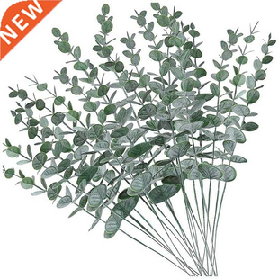 Stems Eucalyptus Leaves Fake Green 20Pcs Gray Artificial