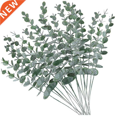 20Pcs Artificial Eucalyptus Stems Leaves Fake Gray Green