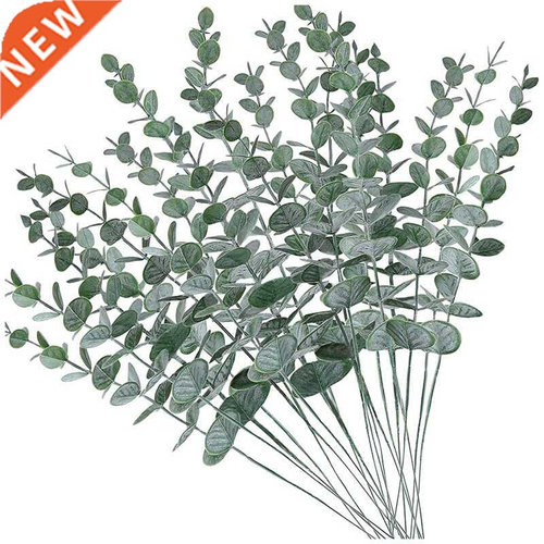 20Pcs Artificial Eucalyptus Stems Leaves Fake Gray Green