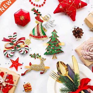 Christmas Table Napkin Holders Decoration Ring 4pcs