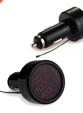 Mini Cigarette Lighter LED Car Voltmeter Thermometer Suitabl