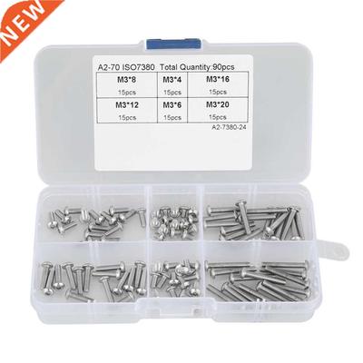 90pcs M3 Screws Pan Head Hex Socket Bolt Screws Assortment K