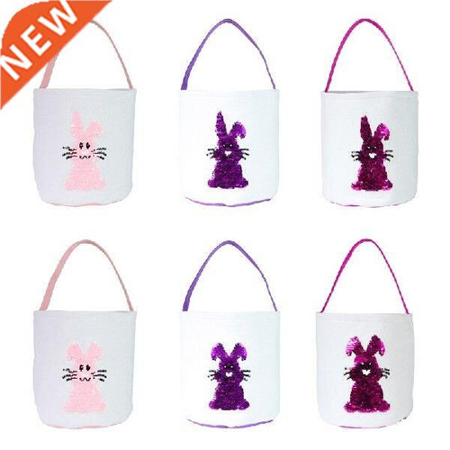 Easter Bunny Tote Bag with Handle Storage Basket Portable
