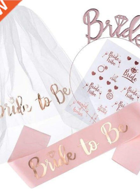 4pcs Wedding Sash Set Gold Letters Accessories Arm Shoulder