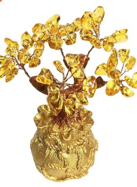 Feng Shui Citrine Money Tree Natural Crystal Bonsai Lucky Pl