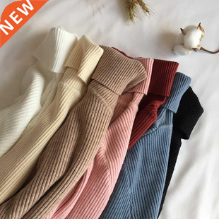 2021 Autumn Winter Thick Sweater Women Knitted Ribbed Pullov