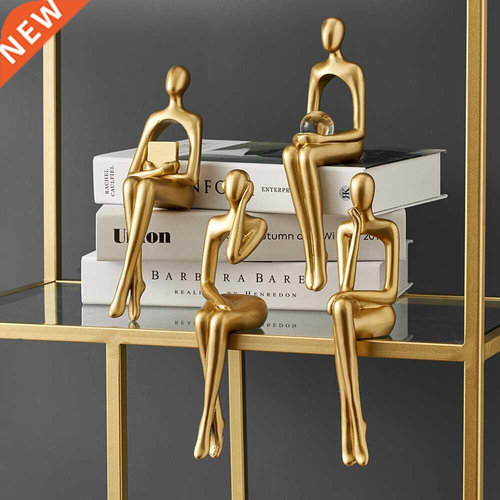 Abstract Resin Statue Golden Miniatures Modern Home Decorati