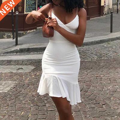 Spaghetti raps Ruffles Mini Dress Club Party Elegant Sleev