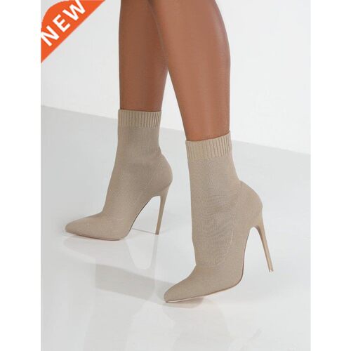 2021 Autumn Luxury Women Beige Sock Boots Exotic Dancer High