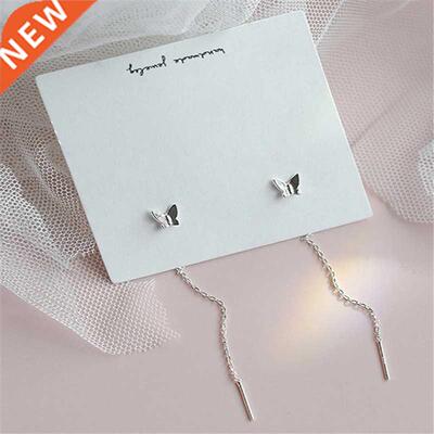 Long Tassel Butterfly Drop Earrings Silver Color 2022 Fashio