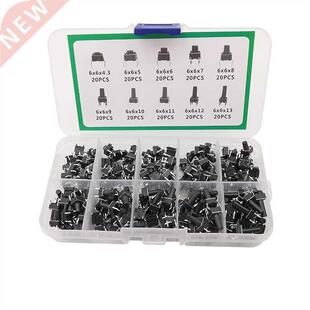 200Pcs/Box 10 Models 6x6 Tact Tactile Push Button Switch Kit