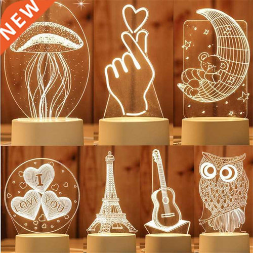 3D LED Lamp Creative USB 3D LED Night Lights Novelty Illusio