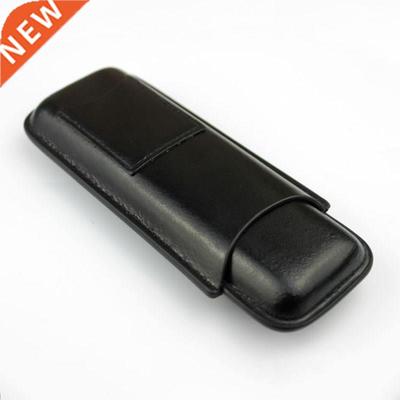 Leather Cigar Case Cigar Humidor Black High-end 2 Tube Hold