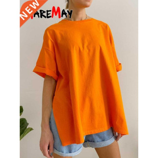 Loose Casual Basic Green Women Shirt Oversized Cotton