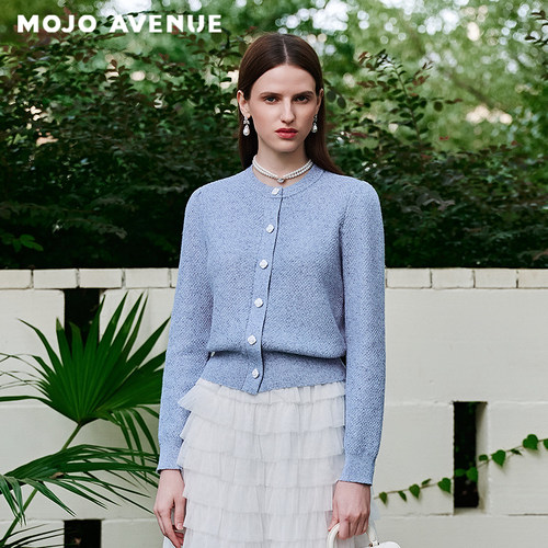 朗姿/MOJO春新品2026精致简约立体绞花针织开衫女通勤休闲上衣