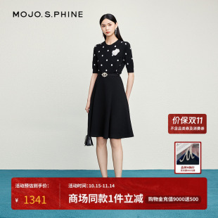 MOJO莫佐冰丝混纺山茶花圆领套头针织衫 舒适百搭上衣 2024早秋新款