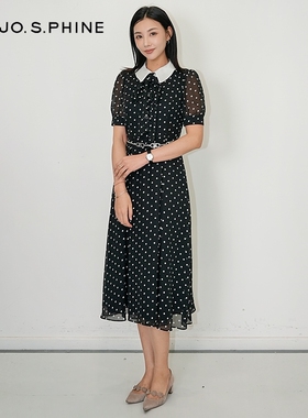 朗姿/MOJO AVENUE莫佐2025新款法式波点连衣裙女夏优雅宽松