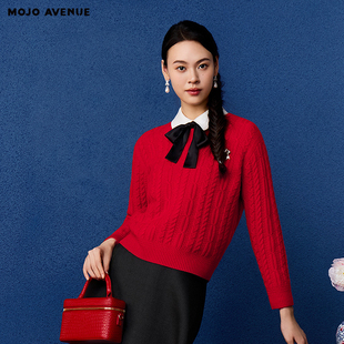 2025年新款 AVENUE莫佐大红色套头针织衫 舒适亲肤百搭上 MOJO 朗姿