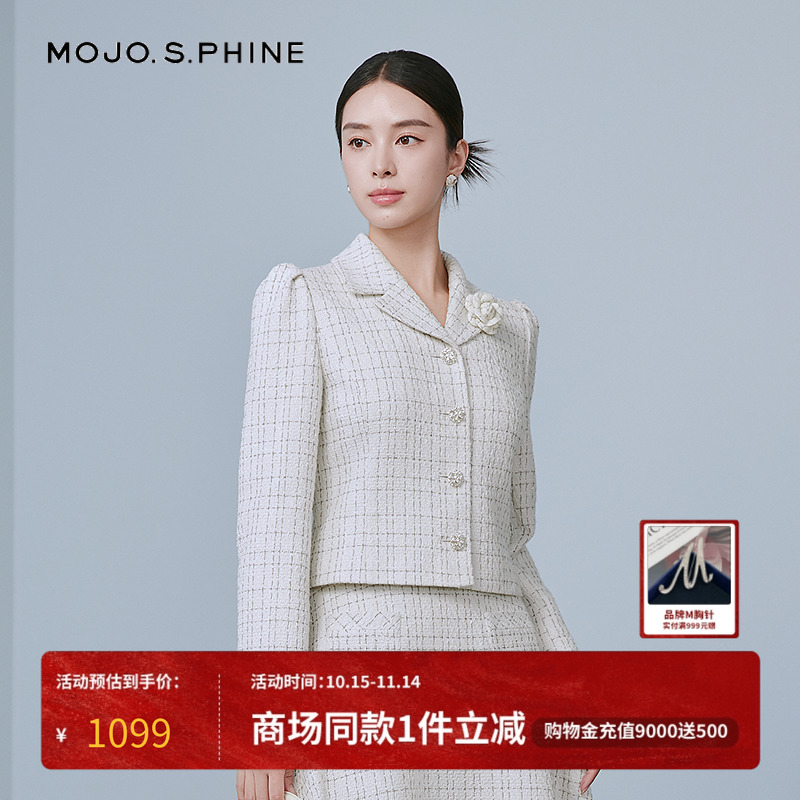 MOJO莫佐浪漫山茶花翻领短外套2025年新款时尚高级感上衣朗姿集团