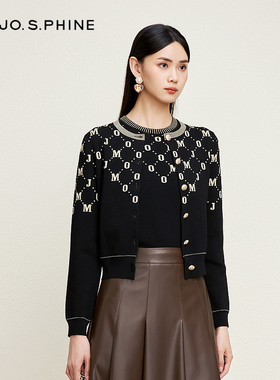 【舒心】MOJO AVENUE莫佐经典黑金配色针织开衫提花工艺