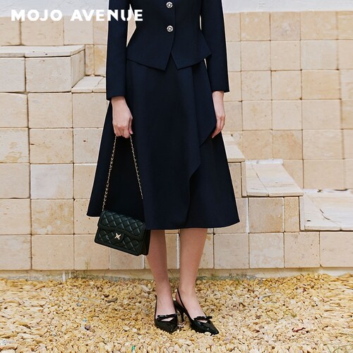朗姿/MOJO莫佐2026春新品千金名媛风不规则半身裙中长款优雅通勤