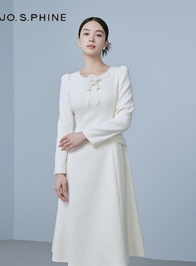 朗姿/MOJO AVENUE莫佐法式千金感收腰气质连衣裙2025年新款显瘦长