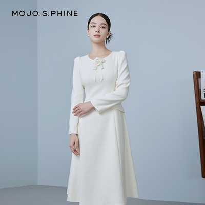 朗姿/MOJO AVENUE莫佐法式千金感收腰气质连衣裙2025年新款显瘦长