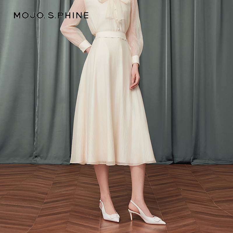 MOJO莫佐2025秋新款优雅半身裙女飘逸A摆法式浪漫宽松高腰半裙