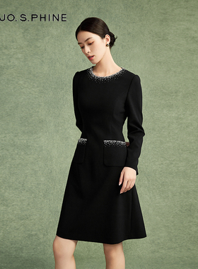 朗姿/朗姿LANCY/MOJO莫佐温婉钉珠领连衣裙2024年新款优雅气质高