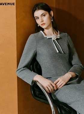 MOJO AVENUE莫佐2025新款格雷系名媛小香假两件连衣裙女秋冬修身