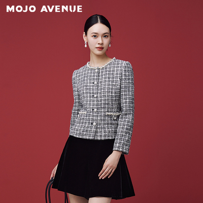 朗姿/MOJO AVENUE莫佐2025冬新款优雅香风短外套女粗花呢复