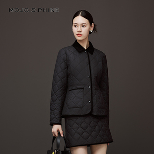菱格纹 棉服外套女拼色时尚 朗姿集团MOJO莫佐2025冬新品 率性轻工装