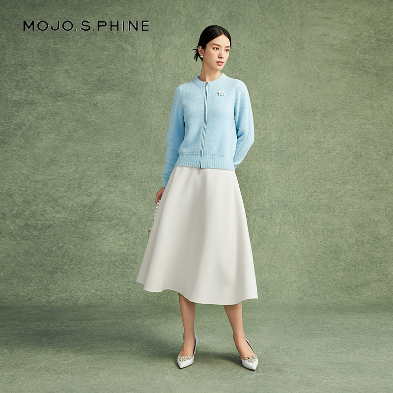 MOJO蚕丝羊毛混纺双面呢半身裙