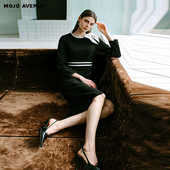 朗姿 名媛蝴蝶结连衣裙女秋优雅黑白 法式 MOJO AVENUE莫佐2025新款