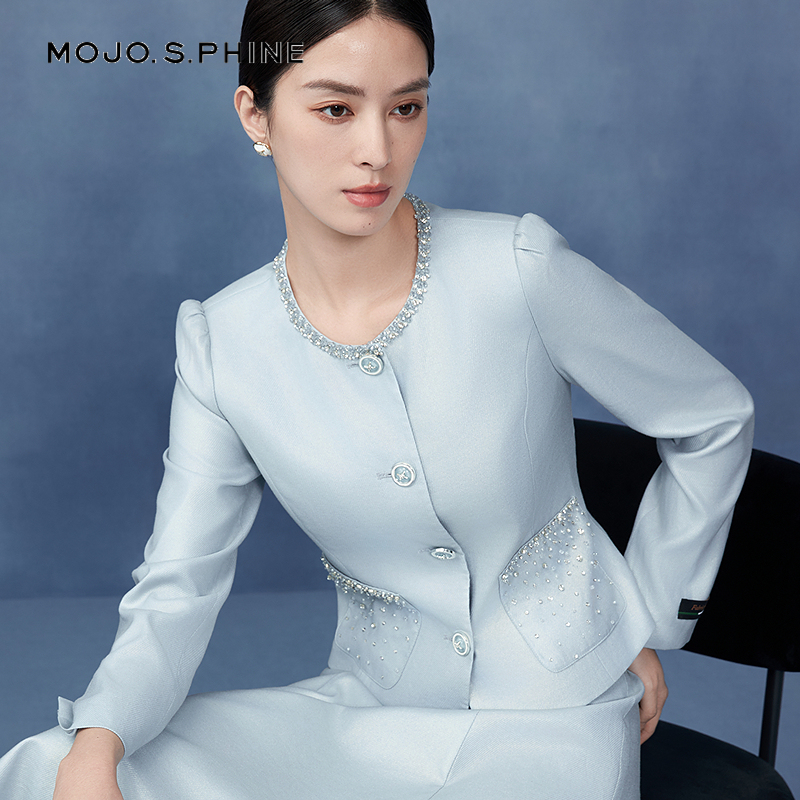 MOJO莫佐意大利肌理感简约香风短外套2025年春薄垫肩上衣朗姿集团