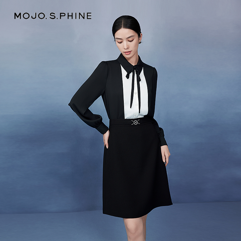 MOJO莫佐精致简约撞色衬衫2025年新款舒适亲肤百搭上衣女朗姿