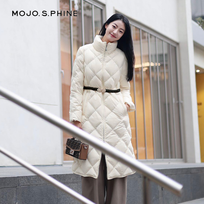 MOJO莫佐霍尔多巴吉白鹅绒韩系长款羽绒服2024年冬季新款修身外套