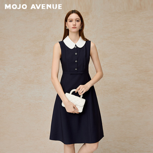朗姿/MOJO莫佐2026夏新品老佛爷彼得潘领千金名媛风赫本风连衣裙