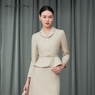 亚麻西装 MOJO莫佐2025秋新款 短外套收腰优雅职场通勤上衣朗姿集团