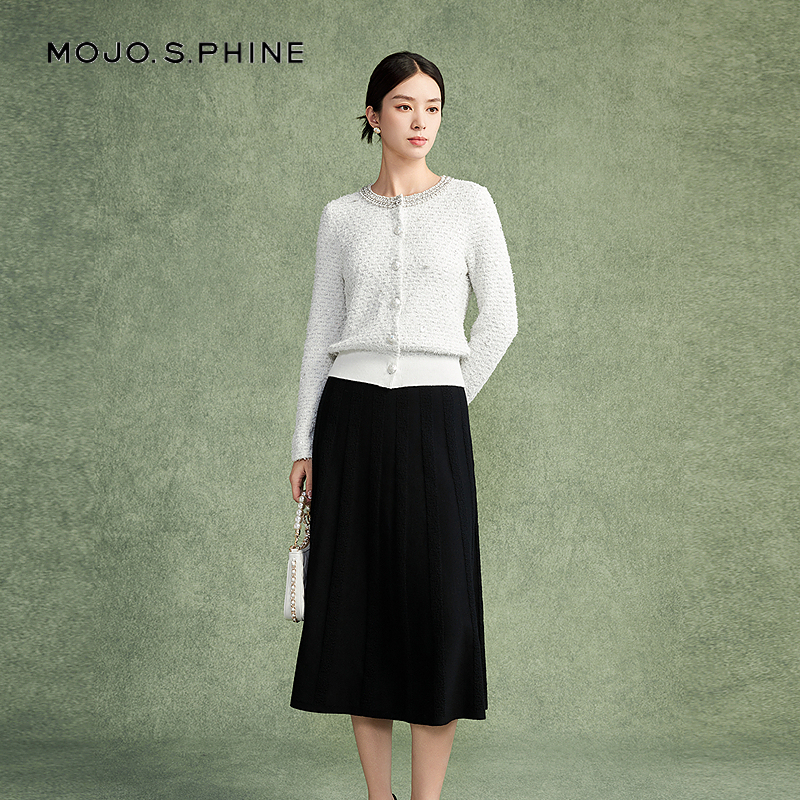 MOJO莫佐优雅气质散摆半裙2024年新款肌理感时尚显瘦氛围感半身裙