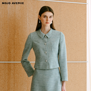 优雅西装 朗姿 法式 AVENUE莫佐2025新款 短外套女秋冬薄荷绿微 MOJO